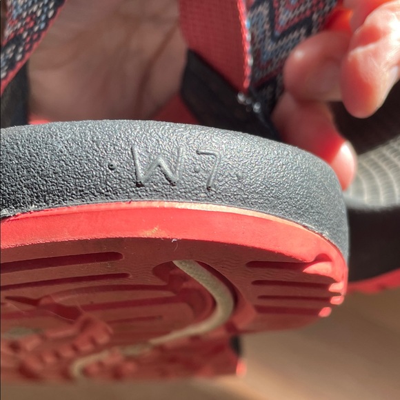 Chaco Black and Orange and Blue Strappy Sandals - Picture 6 of 8